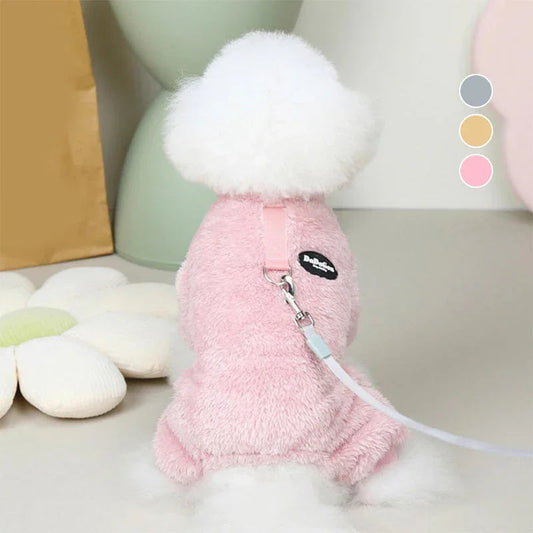 Hunde fleece jumpsuit | Komfortabel varm trøje med lynlås for hunde
