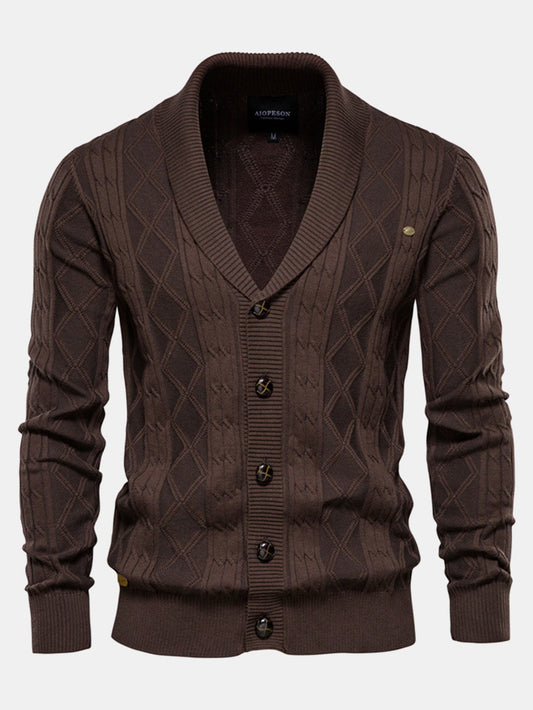 Geometrisk Jacquard Vest med Sjalekrave