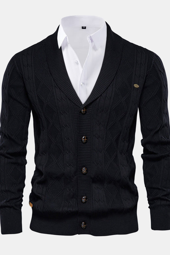 Geometrisk Jacquard Vest med Sjalekrave
