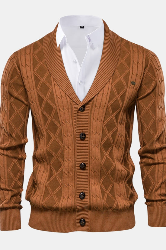 Geometrisk Jacquard Vest med Sjalekrave