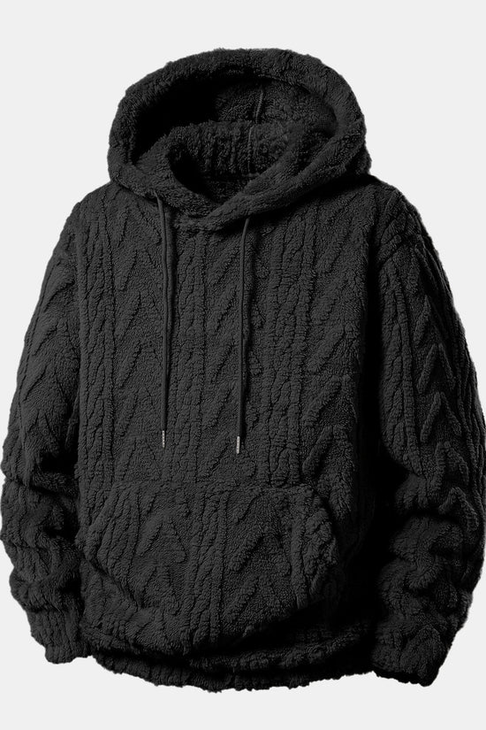 Geometrisk jacquard teddy hoodie og joggerbukser