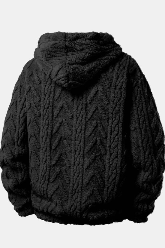Geometrisk jacquard teddy hoodie og joggerbukser