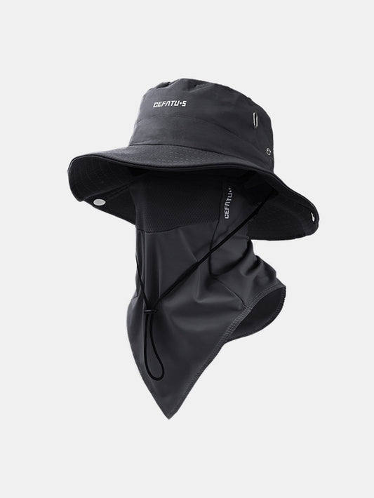 Udendørs bred skygge hat med foldbar skygge og elastisk åndbart mesh ansigtsmaske