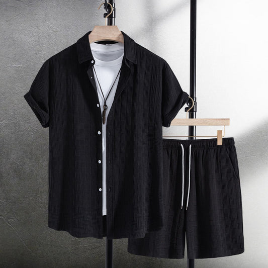Herre Sommeroutfit | Ensfarvet Skjorte og Shorts | Komfortabel og Åndbar