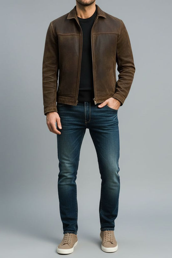 Heren Bikerjakke Brun Kunstlæder - Blød, Smart & Komfortabel Casual Design