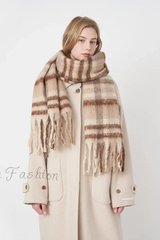 Ny Fransk Klassisk Retro Faux Cashmere Ternet Varmt og Hyggeligt Halstørklæde
