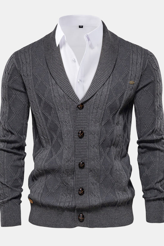 Geometrisk Jacquard Vest med Sjalekrave