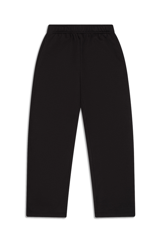 Sorte herre joggingbukser med brede lange ben og elastisk talje