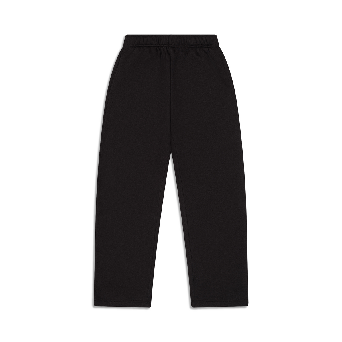 Sorte herre joggingbukser med brede lange ben og elastisk talje