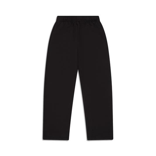 Sorte herre joggingbukser med brede lange ben og elastisk talje