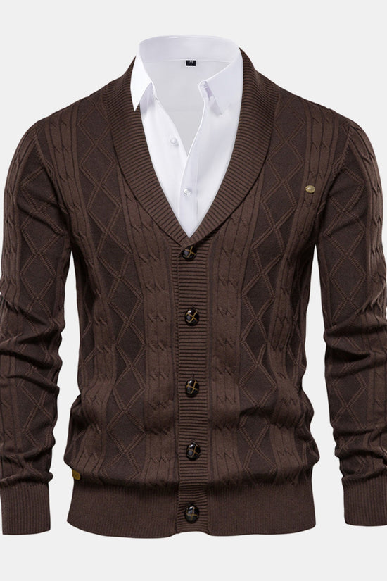 Geometrisk Jacquard Vest med Sjalekrave