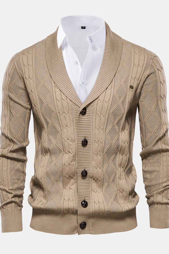 Geometrisk Jacquard Vest med Sjalekrave