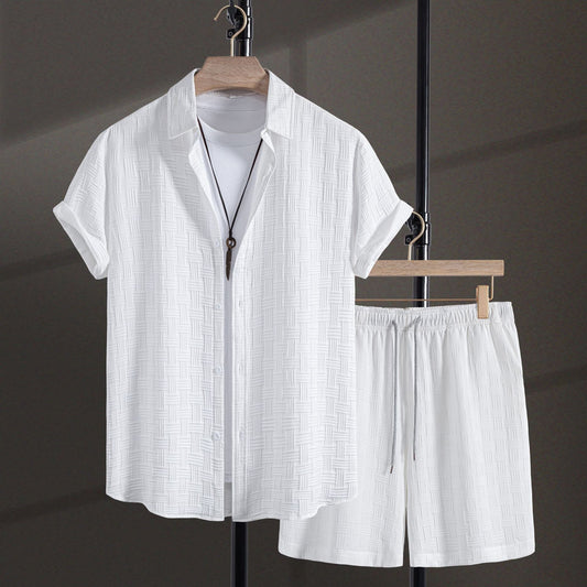 Herre Sommeroutfit | Ensfarvet Skjorte og Shorts | Komfortabel og Åndbar