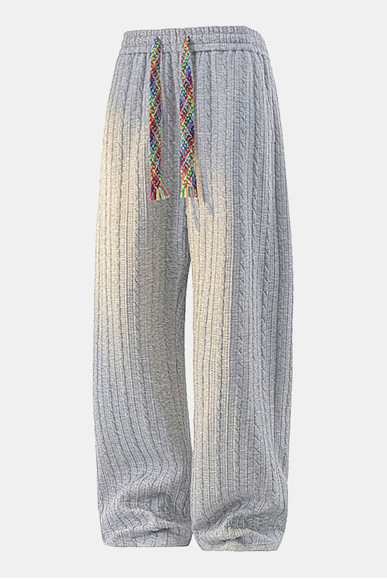 Ritsvest med hætte og løs pasform i snoet jacquard & snoet jacquard lige bukser
