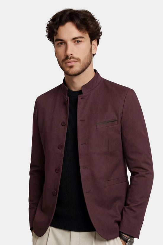 Herrejakke, Opstående Krave, Slim Fit, Elegante