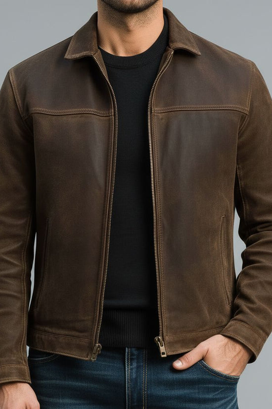 Heren Bikerjakke Brun Kunstlæder - Blød, Smart & Komfortabel Casual Design