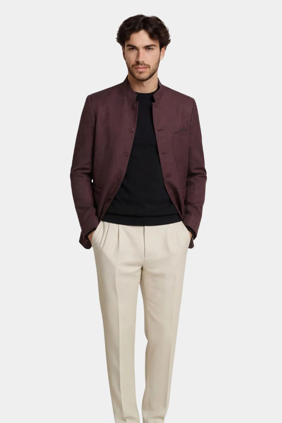 Herrejakke, Opstående Krave, Slim Fit, Elegante