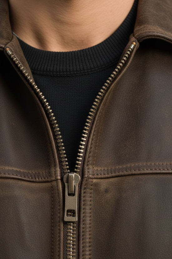 Heren Bikerjakke Brun Kunstlæder - Blød, Smart & Komfortabel Casual Design