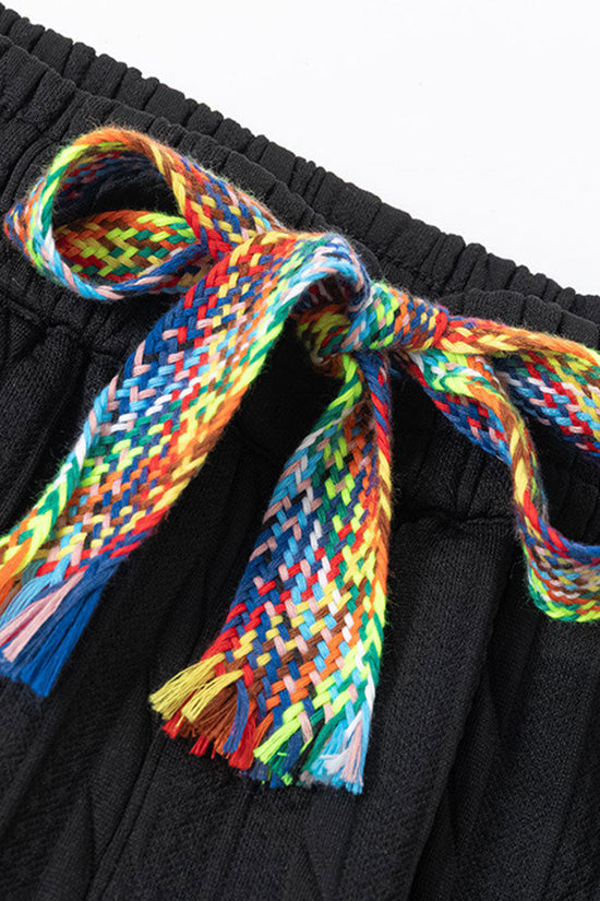 Ritsvest med hætte og løs pasform i snoet jacquard & snoet jacquard lige bukser