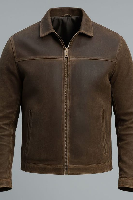 Heren Bikerjakke Brun Kunstlæder - Blød, Smart & Komfortabel Casual Design