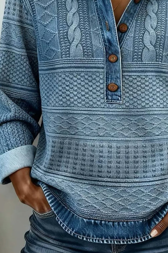 Trøje, Denim, Krave med Knapper - JILLIAN