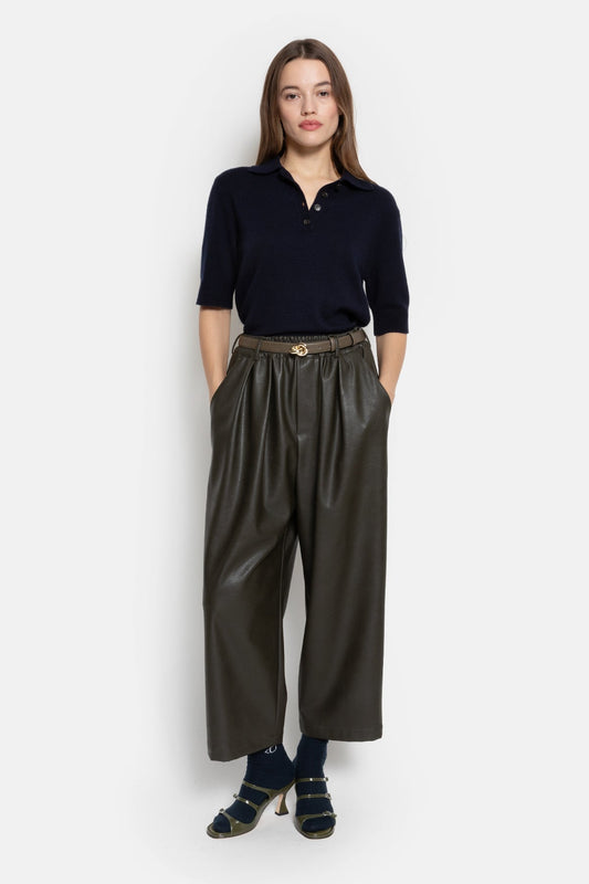 Kick Bundfaltenhose i læderlook