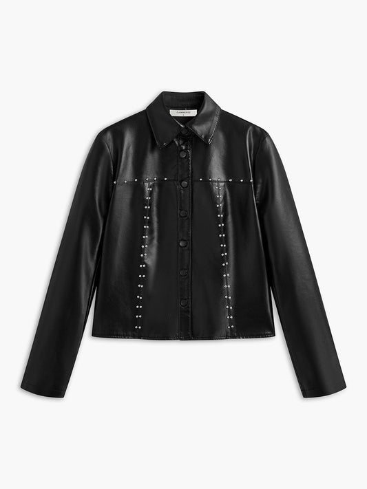 Amelia | Sort Kunstlæderjakke med Nitter