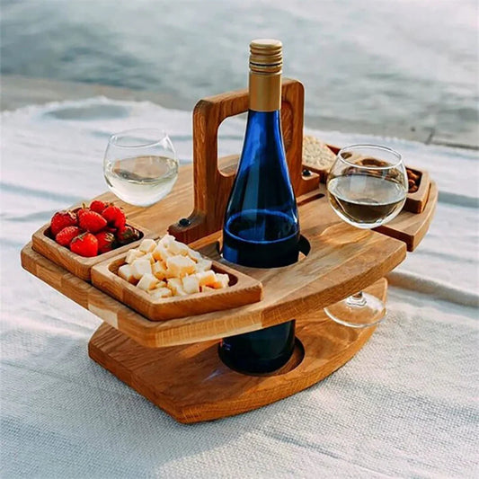 BuitenGenieter™ Picnicbord til vin og snacks – Ideelt til udendørs hygge