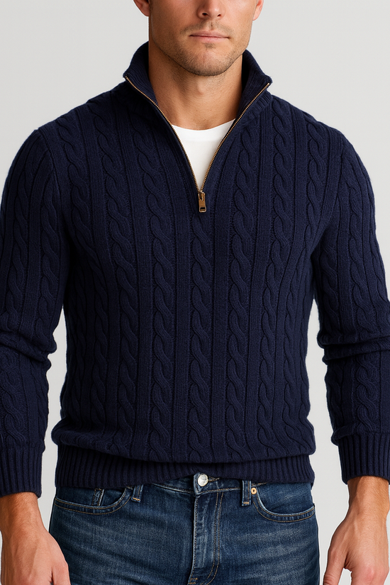 Laurem| Luksuriøs Herre Half-Zip Trøje med Høj Krave