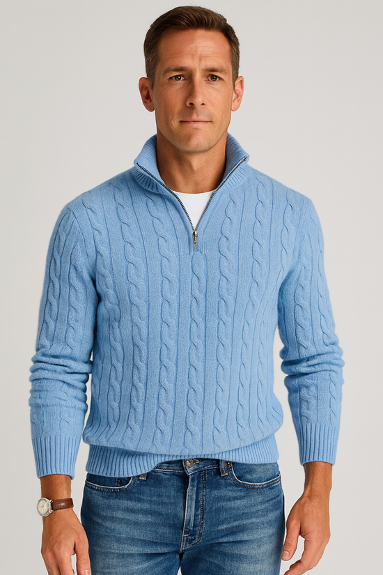 Laurem| Luksuriøs Herre Half-Zip Trøje med Høj Krave