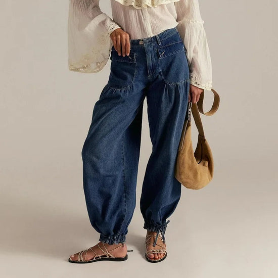 Harem Jogger, Denim, Elastiske Manchetter