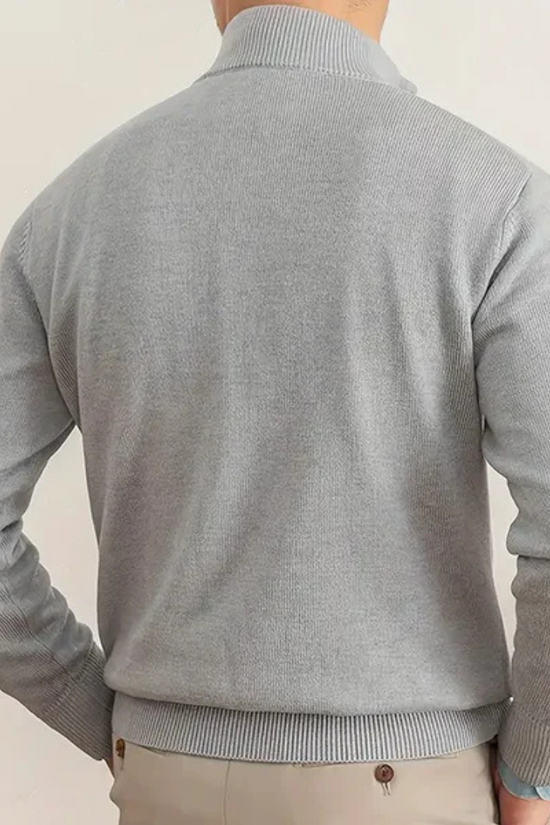 Gabriel Laurent | Luksuriøs Herresweater med Halv-Åbning og Høj Krave