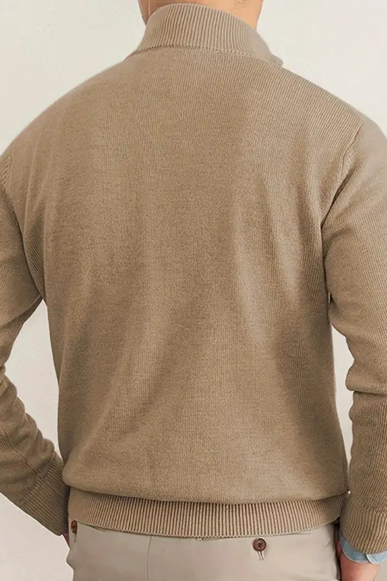 Gabriel Laurent | Luksuriøs Herresweater med Halv-Åbning og Høj Krave