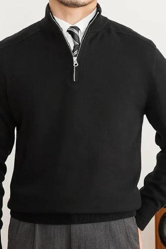 Gabriel Laurent | Luksuriøs Herresweater med Halv-Åbning og Høj Krave