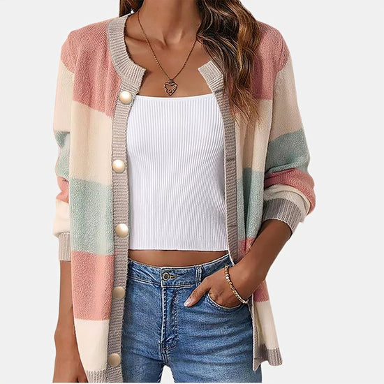 Stribet dames vest med knapper – Daisy