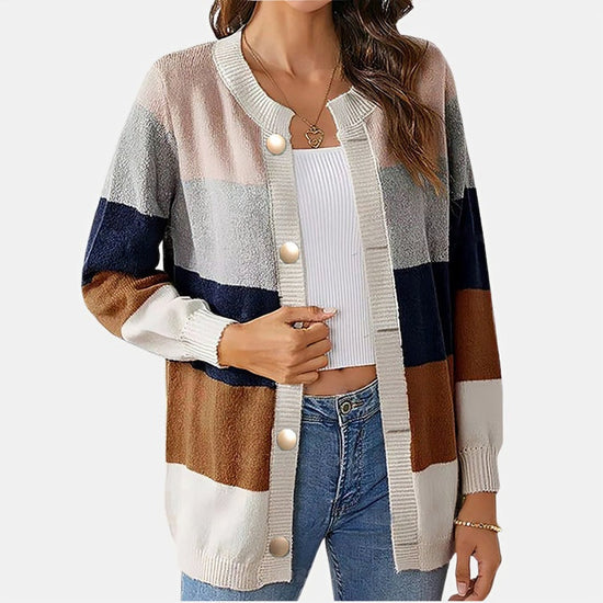 Stribet dames vest med knapper – Daisy
