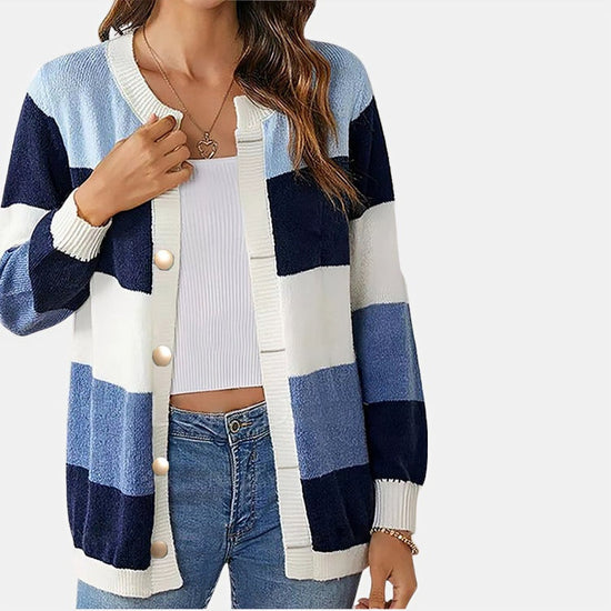 Stribet dames vest med knapper – Daisy