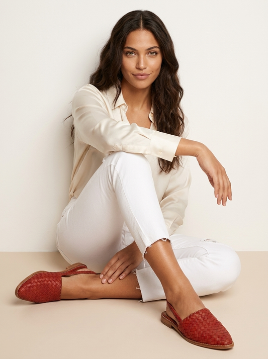Flettede slingback loafers - Julia