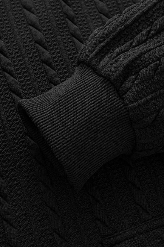 Ritsvest med hætte og løs pasform i snoet jacquard & snoet jacquard lige bukser