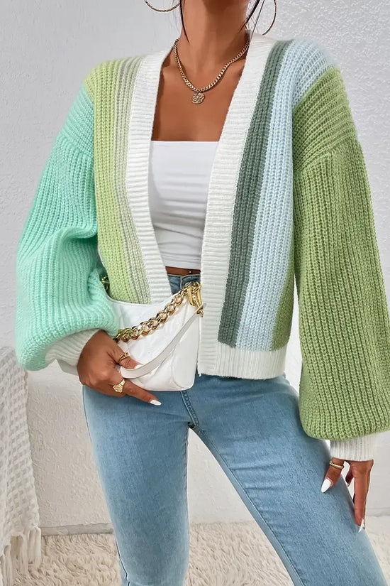 Farverig damestrik med farveblokdesign – Mirelle