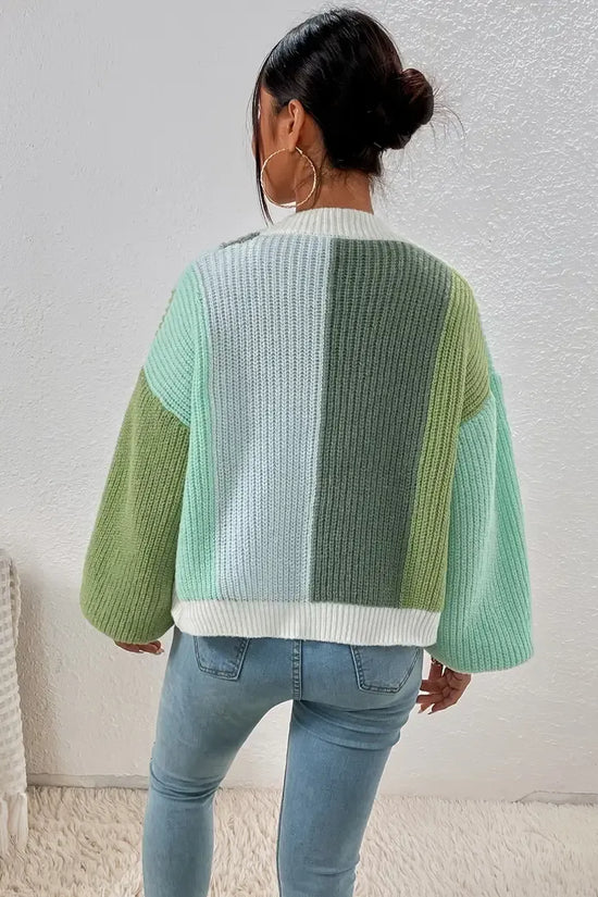 Farverig damestrik med farveblokdesign – Mirelle