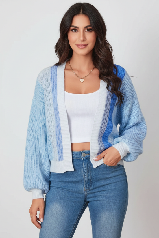 Farverig damestrik med farveblokdesign – Mirelle