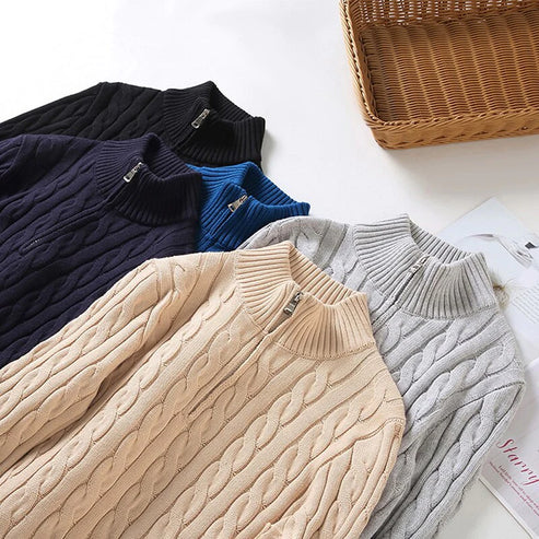 Laurem| Luksuriøs Herre Half-Zip Trøje med Høj Krave