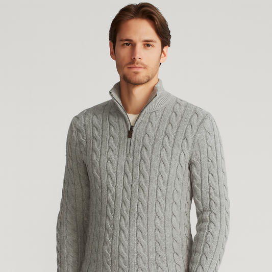 Laurent de Vries | Luksuriøs Herre Half-Zip Trøje med Høj Krave