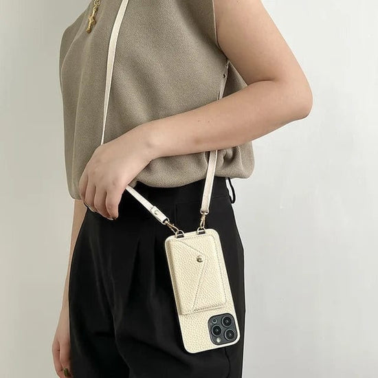 Læder crossbody telefonetui med kortholder – Karin