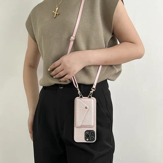 Læder crossbody telefonetui med kortholder – Karin