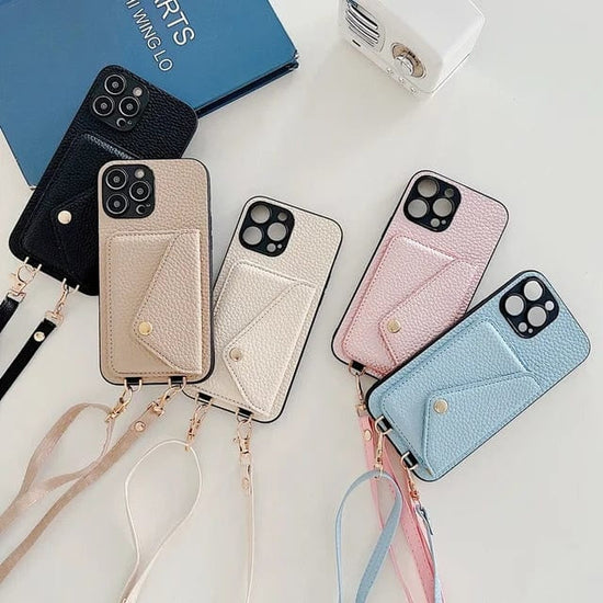 Læder crossbody telefonetui med kortholder – Karin