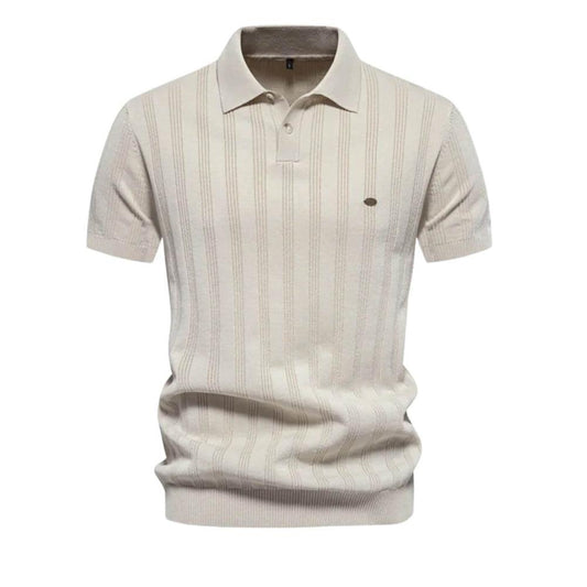 Lorenzo | Premium Poloshirt med subtilt vævet stribe