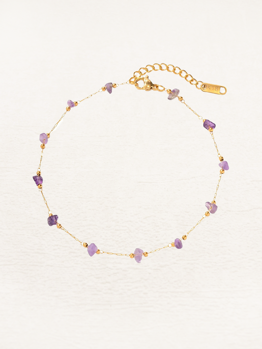 Myrthe Gold Amethyst Anklet