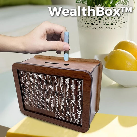 WealthBox™ Sparebøsse i træ – Hold styr på dine penge med stil
